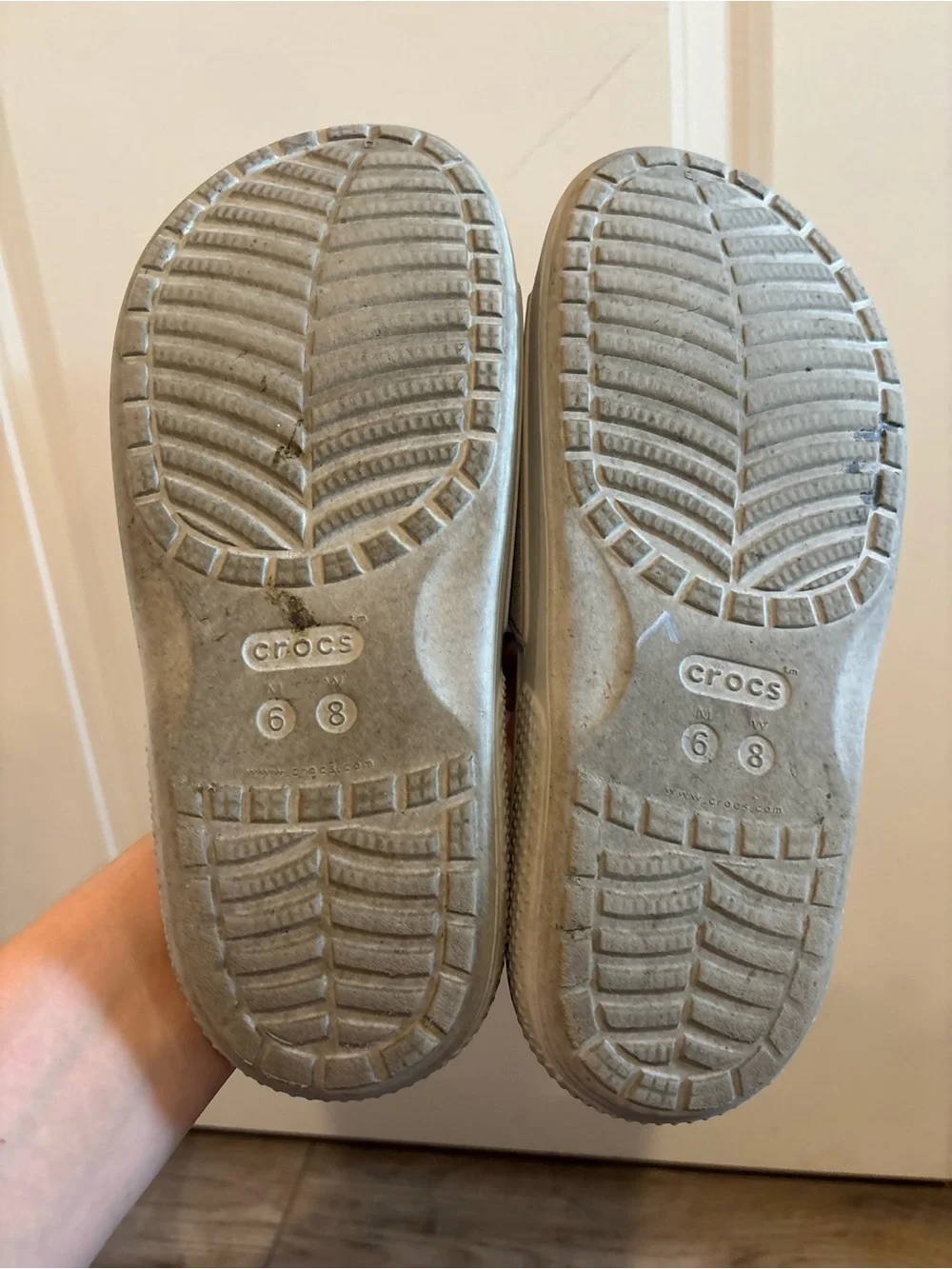 CROCS Perforated Slide Sandals in Off-White Mens 5 Woman’s 8